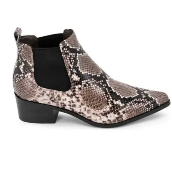 NIB $165 Steve Madden Waterproof Emelia Leather Bootie in Snakeskin Design 7.5 - Picture 3 of 12